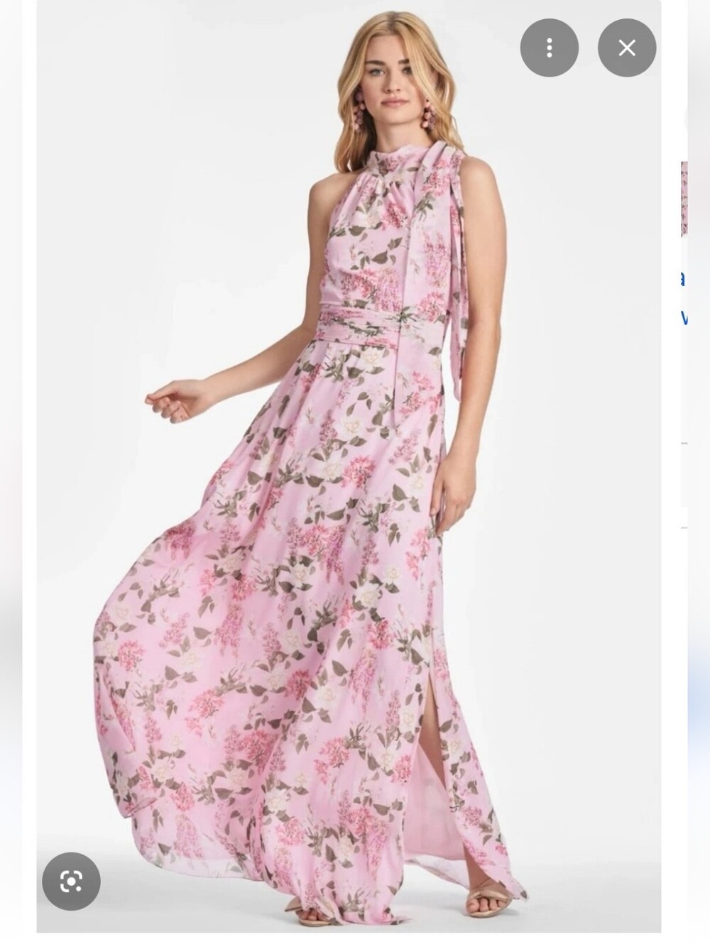 Sachin & Babi Kayla Floral Halter Gown Pink Pearl Wisteria Print NWT Size 6